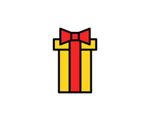 Obraz premium Gift flat icon. Single high quality outline symbol for web design or mobile app. Holidays thin line signs for design logo, visit card, etc. Outline pictogram EPS10