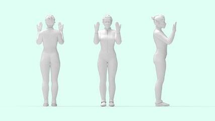3D rendering of a female doctor with gloves and a face mask isolated on empty space background. Silhouette model.