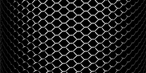 3D illustration  silver metal mesh. Bright contrast color hand drawn ornament textured background.