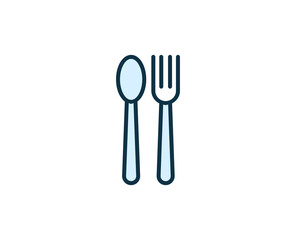 Fork and spoon line icon. High quality outline symbol for web design or mobile app. Thin line sign for design logo. Color outline pictogram on white background