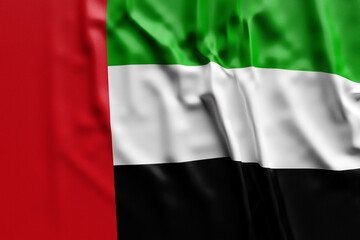 3D illustration of United Arab Emirates national developing flag. Country symbol.