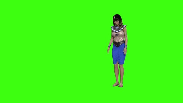 3d egyptian kneeling , green background