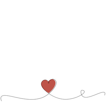 Love heart vector, continuous one line drawing. Vector illustration