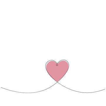 Love heart vector, continuous one line drawing. Vector illustration