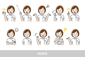 Obraz na płótnie Canvas 看護士イラストのパターン素材セット