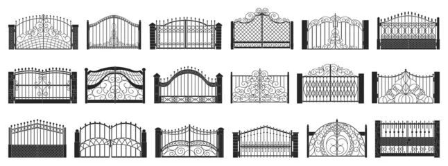 Fotobehang Fence gate isolated black set icon. Vector black set icon metal entrance. Vector illustration fence gate on white background. © Svitlana