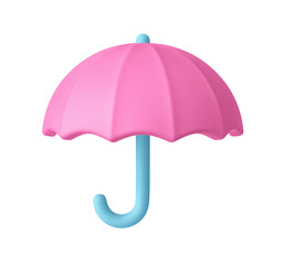 Cartoon icon pink umbrella isolated on white. Clipping path icluded
