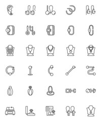 Jewelry accessories line icons set