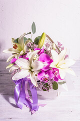 Obraz premium A beautiful bouquet of fresh flowers on a white background