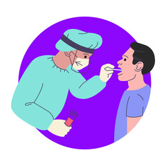 Medical worker taking a throat swab vector illustration