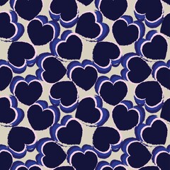 Heart shaped brush stroke seamless pattern design