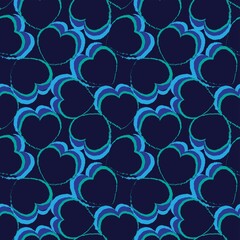 Heart shaped brush stroke seamless pattern design