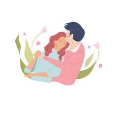 Couple in love, cartoon vector illustration for valentine's day concept.	