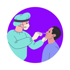 Medical worker taking a nasal swab vector illustration