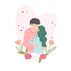 Couple in love, cartoon vector illustration for valentine's day concept.	