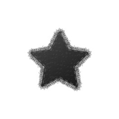 Star black denim shape with fringe template, vector illustration isolated.