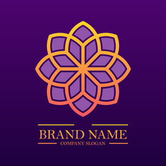 Gothic illustration colorful yellow to orange gradient mandala logo design style