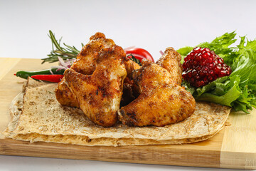 Grilled chicken wings barbecue shashlik