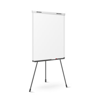 Flip chart template rotated at angle, realistic vector illustration isolated.