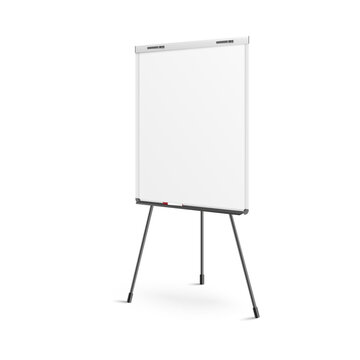 Blank flip chart for offices or classrooms, realistic vector illustration isolated on white background.