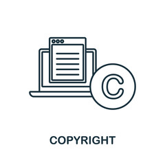 Copyright icon. Line element from content marketing collection. Linear Copyright icon sign for web design, infographics and more.