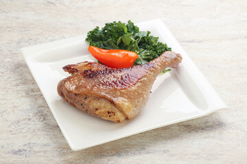 Roasted duck leg with orange sauce