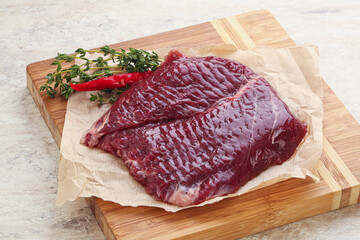 Raw beef machete steak for grill