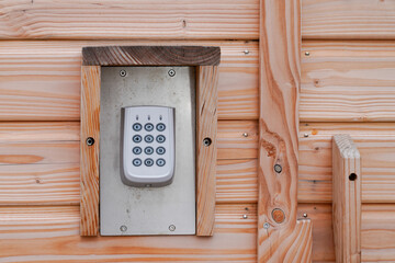 keyboard number digicode code digital code security for access wooden home building open gate door