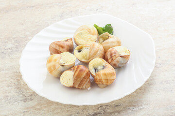 Delicous baked snail with butter - Escargot