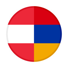 Obraz premium round icon with austria and armenia flags. vector illustration isolated on white background