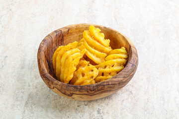 Fried potato slice in the bowl