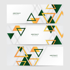Memphis triangle white green yellow colorful Abstract design banner