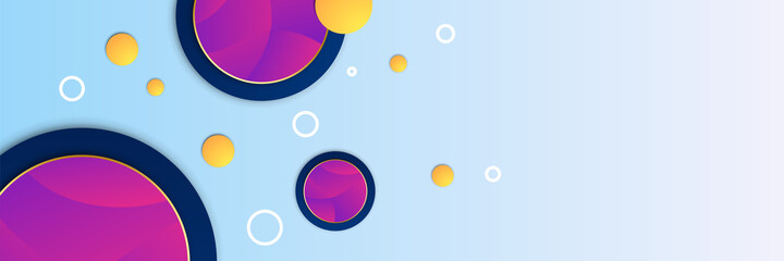 Circle clean blue purple yellow colorful Abstract design banner