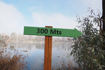 300 meter hiking sign 