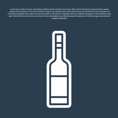 Blue line Glass bottle of vodka icon isolated on blue background. Vector