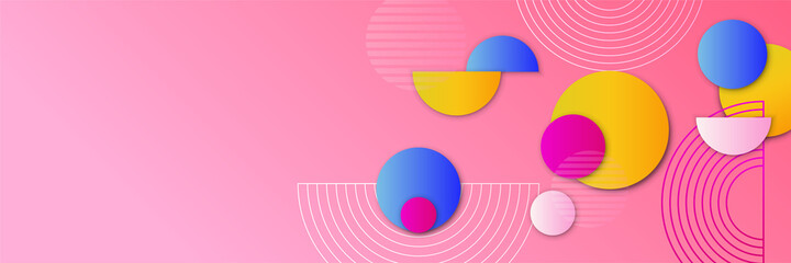 Circle clean pink blue yellow colorful Abstract design banner