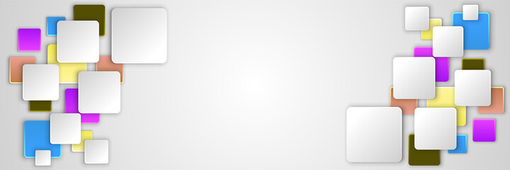 square clean purple blue yellow colorful Abstract design banner