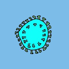 hand drawn digital image of corona virus germs