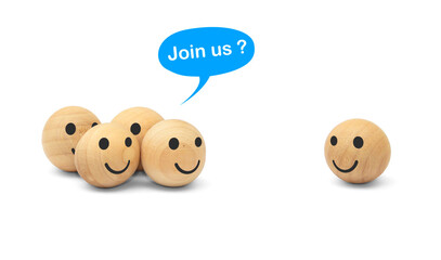 Wooden ball Symbol of teamwork. people connecting Business concept. Symbol of teamwork, cooperation, partnership