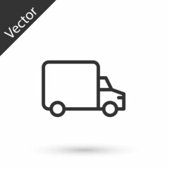 Grey Delivery cargo truck vehicle icon isolated on white background. Vector
