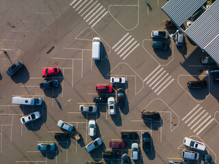 overhead view of car parking slots
