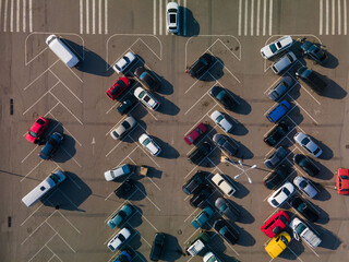 overhead view of car parking slots