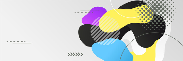 Obraz premium Wave dynamic gradient blue purple yellow colorful Abstract design banner