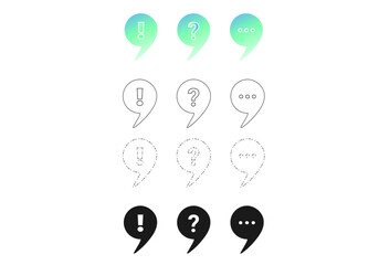 Question mark, Exclamation icon and Dot Dot Icon Design template vector 