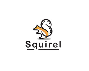 Squirrel art S initial logo template illustration inspiration