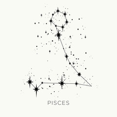 Star constellation zodiac pisces vector black and white