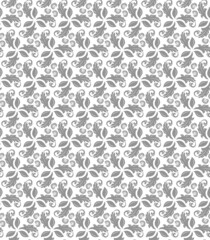 Fototapeta premium Floral vector light ornament. Seamless abstract classic light background with leaves. Pattern with repeating floral elements. Ornament for fabric, wallpaper and packaging