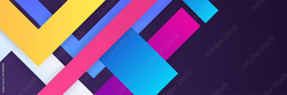 Poster dynamic stroke square gradient blue yellow pink colorful abstract design banner