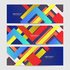 Dynamic stroke square gradient blue yellow colorful Abstract design banner