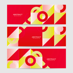 Modern memphis gradient red yellow colorful Abstract design banner